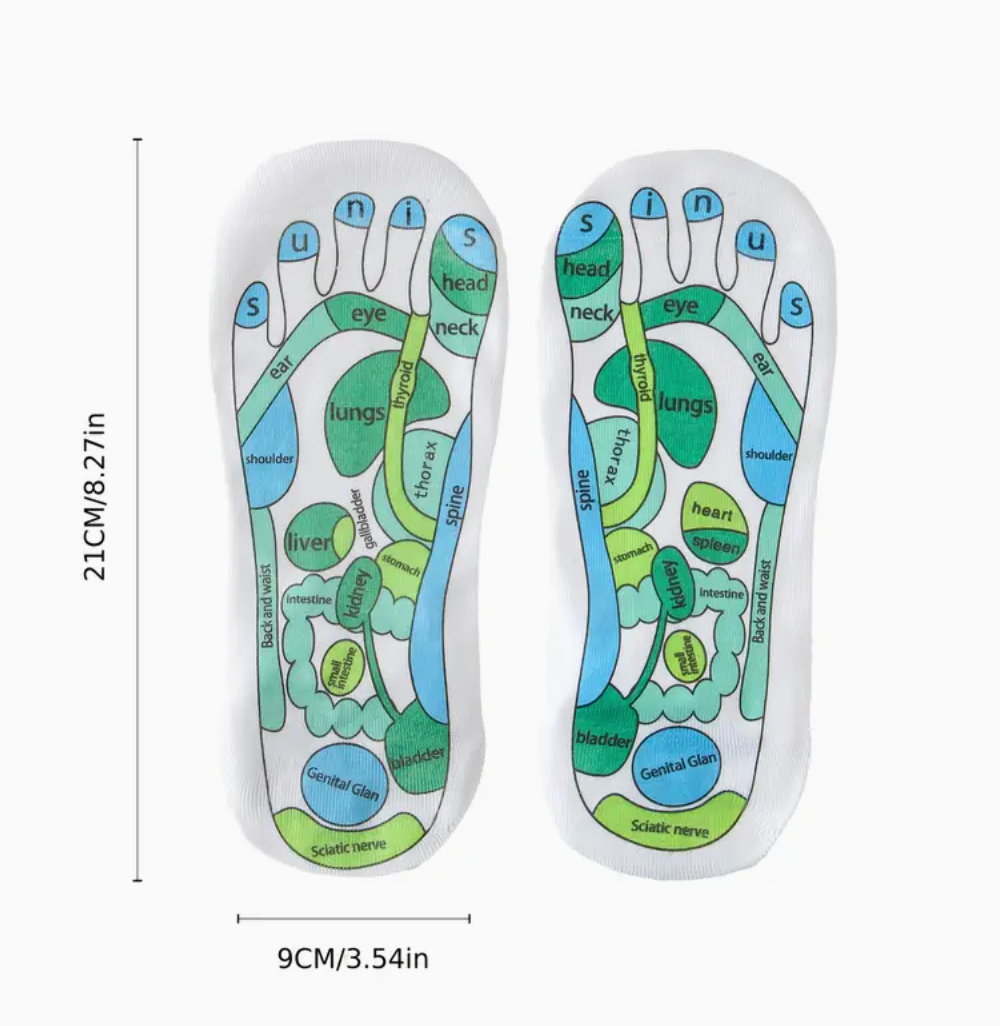 Acupoint Chart Socks + 1 Manual Pressure Point Massager